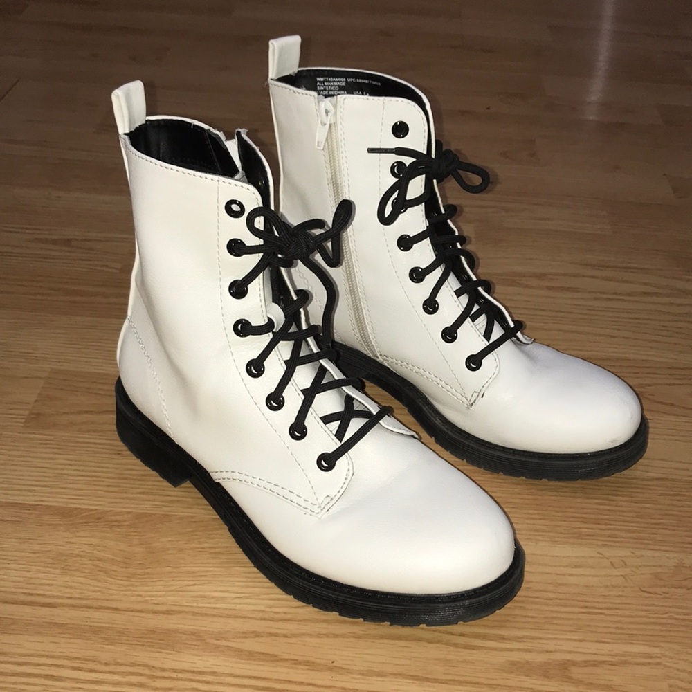 White combat boots